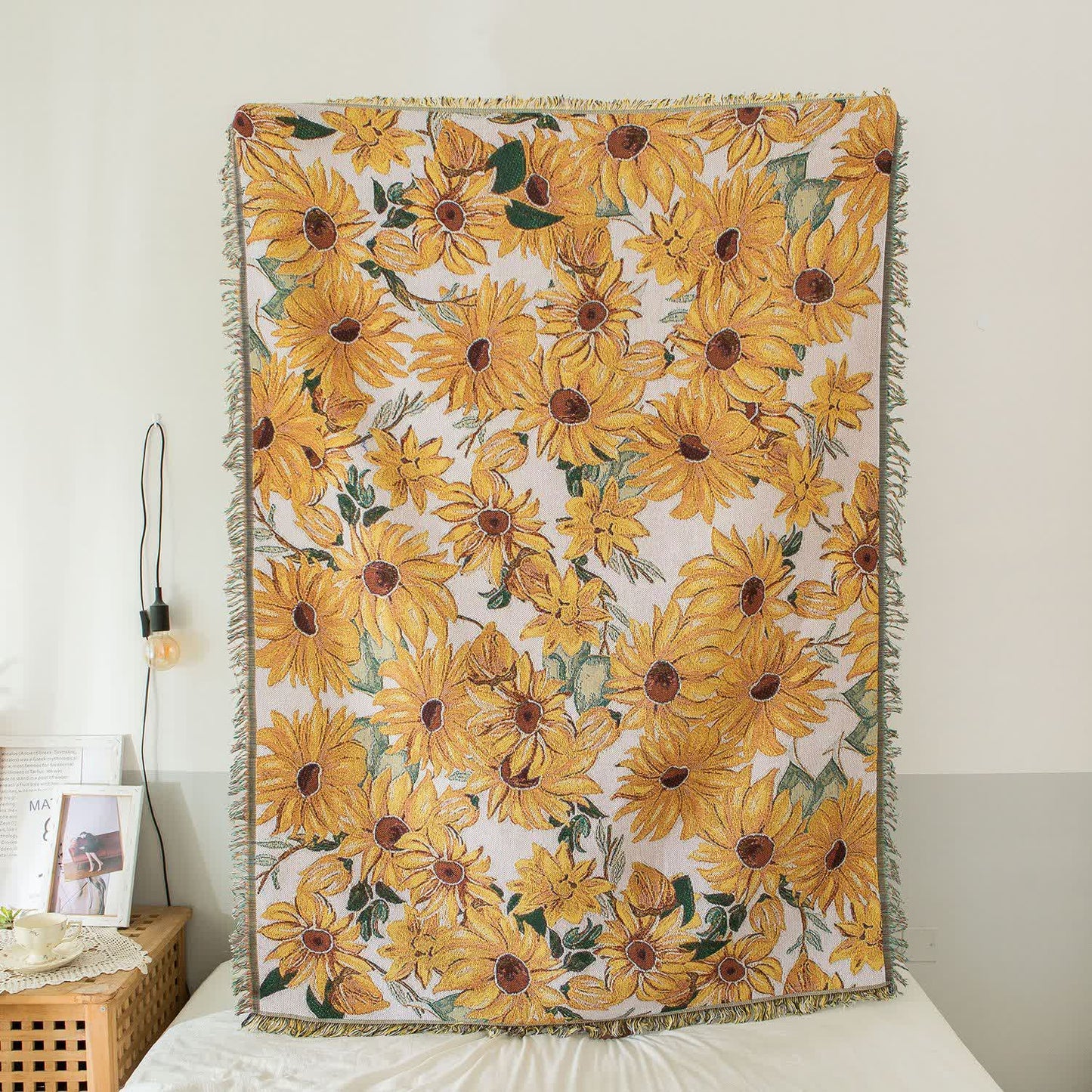 Arazzo con nappe di girasole rurale