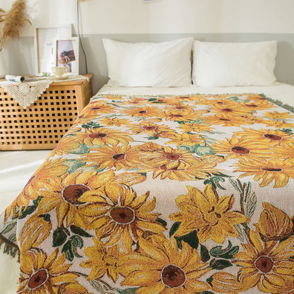 Arazzo con nappe di girasole rurale
