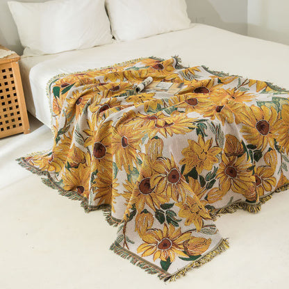 Arazzo con nappe di girasole rurale