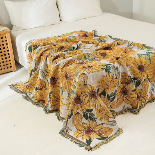 Arazzo con nappe di girasole rurale