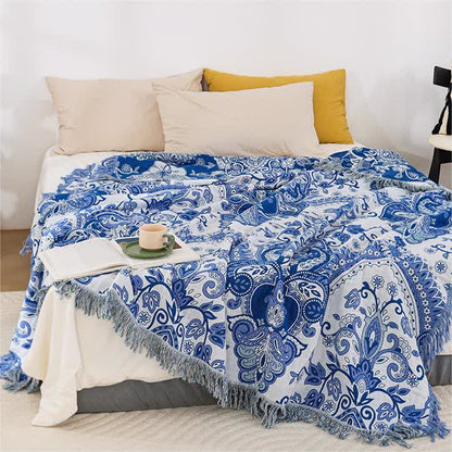 Trapunta leggera con nappa in cotone Paisley retrò
