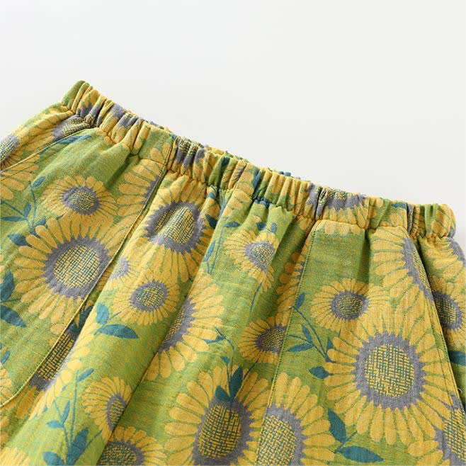 Pigiama in puro cotone con motivo girasole jacquard