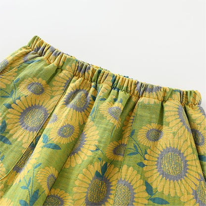 Pigiama in puro cotone con motivo girasole jacquard