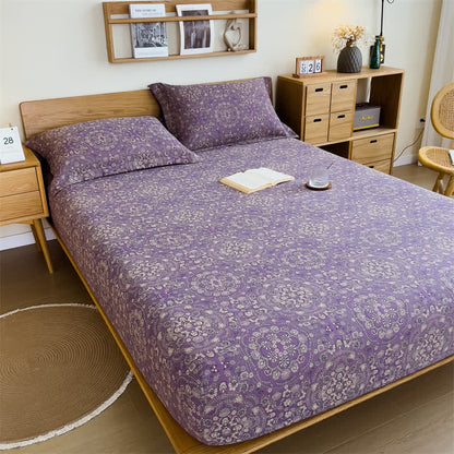 Lenzuolo con angoli vintage in puro cotone jacquard