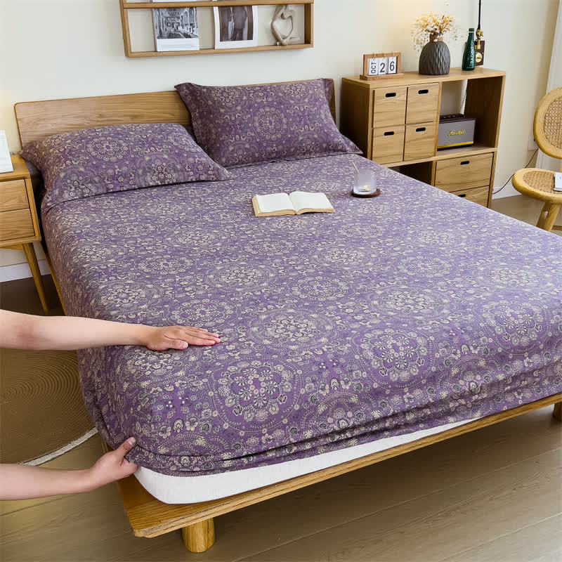 Lenzuolo con angoli vintage in puro cotone jacquard