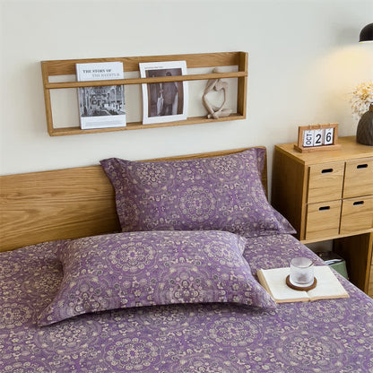 Lenzuolo con angoli vintage in puro cotone jacquard - Viola - 2 federe - 48cm x 74cm - image 5