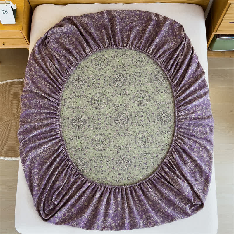 Lenzuolo con angoli vintage in puro cotone jacquard