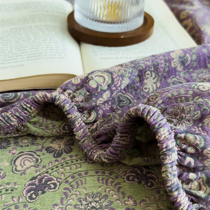 Lenzuolo con angoli vintage in puro cotone jacquard
