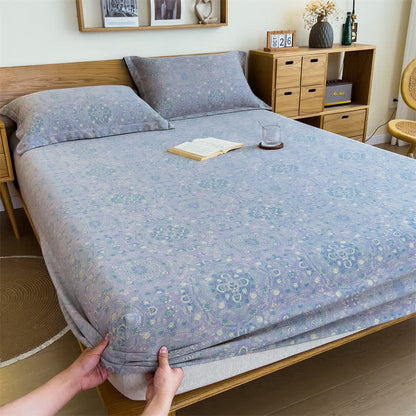 Lenzuolo con angoli vintage in puro cotone jacquard