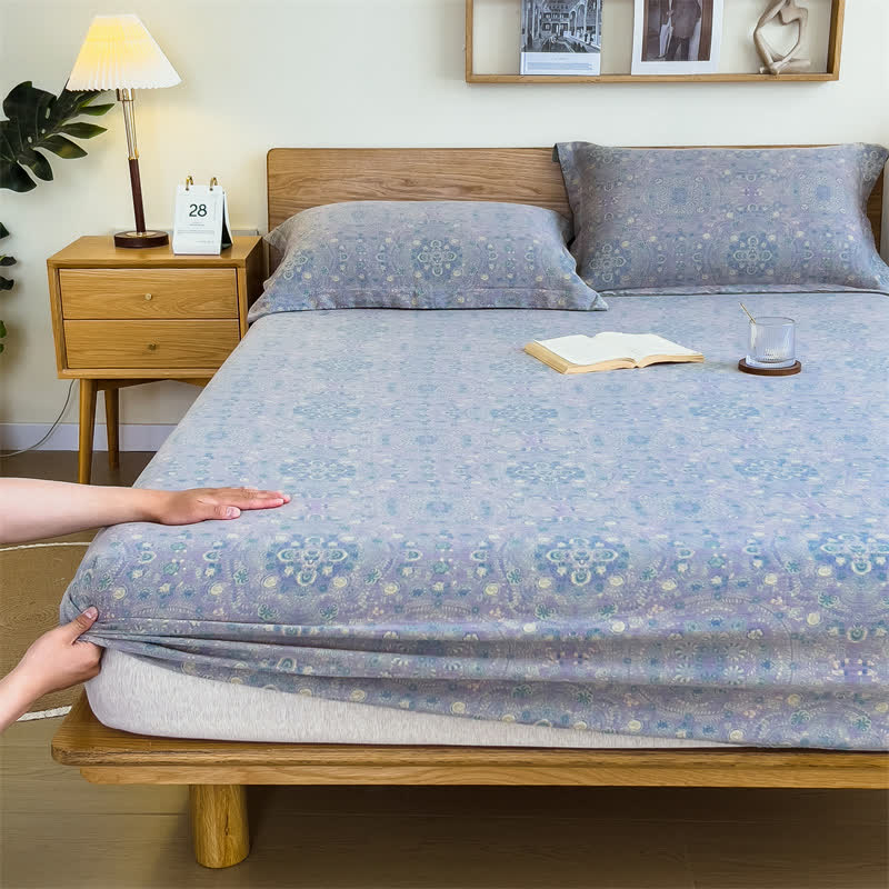 Lenzuolo con angoli vintage in puro cotone jacquard