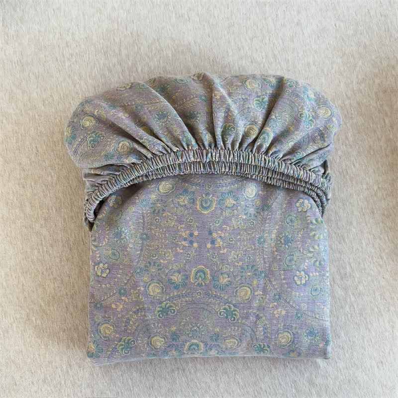 Lenzuolo con angoli vintage in puro cotone jacquard