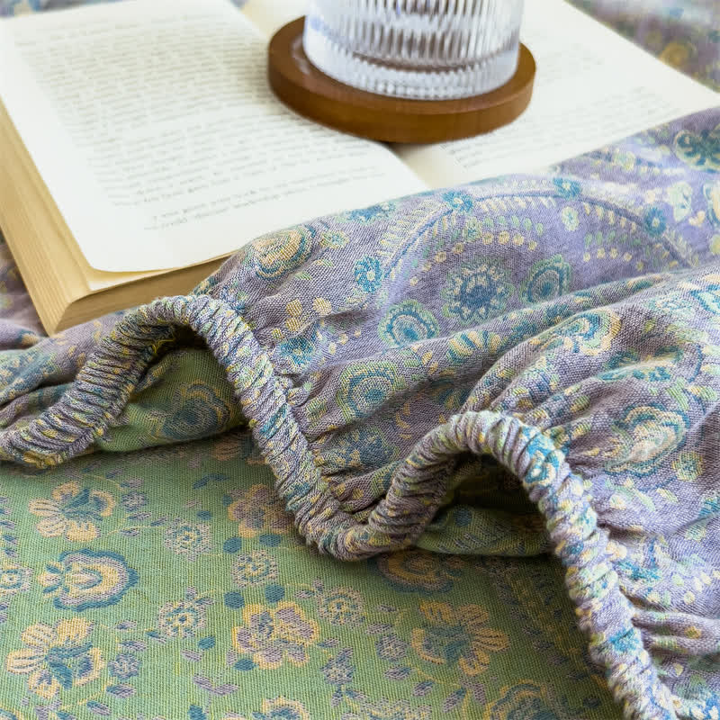 Lenzuolo con angoli vintage in puro cotone jacquard