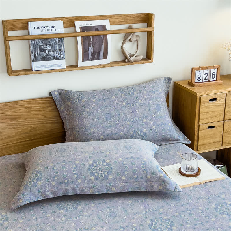 Lenzuolo con angoli vintage in puro cotone jacquard