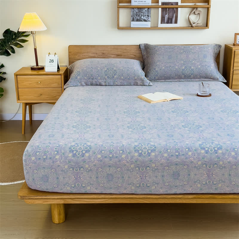 Lenzuolo con angoli vintage in puro cotone jacquard