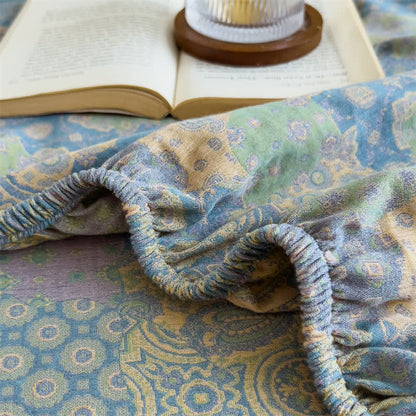 Elegante lenzuolo con angoli in garza di cotone jacquard