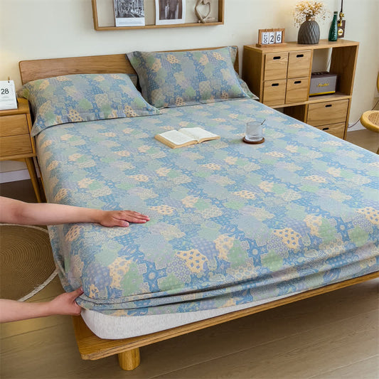 Elegante lenzuolo con angoli in garza di cotone jacquard