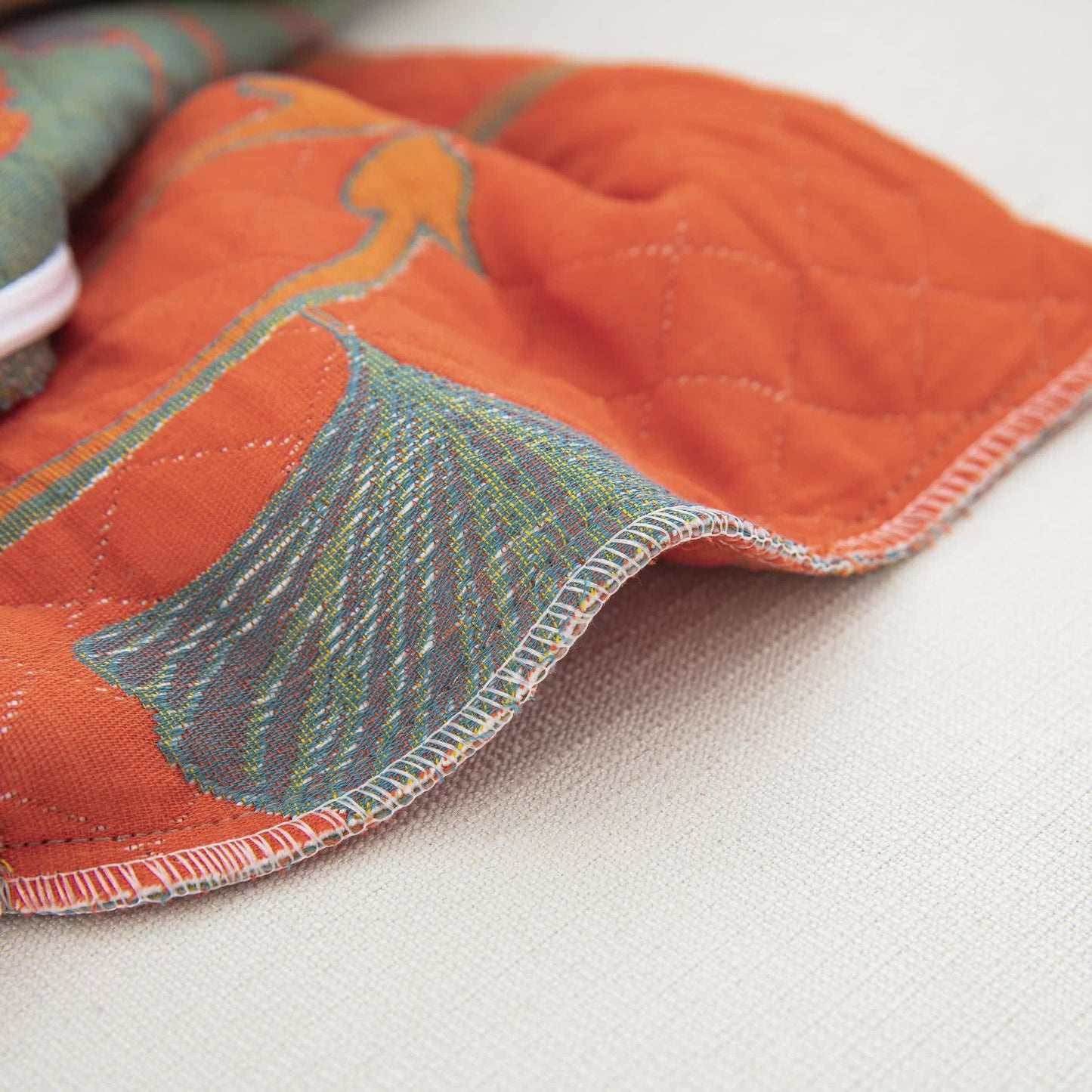 Federe in garza di cotone jacquard con foglie di ginkgo (2 pezzi)
