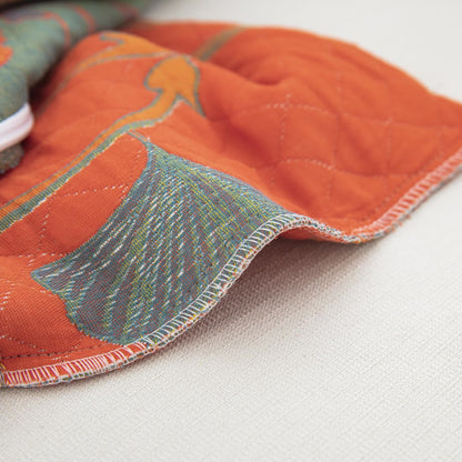 Federe in garza di cotone jacquard con foglie di ginkgo (2 pezzi)