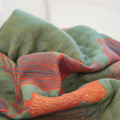 Federe in garza di cotone jacquard con foglie di ginkgo (2 pezzi)