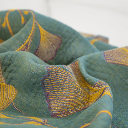 Federe in garza di cotone jacquard con foglie di ginkgo (2 pezzi)