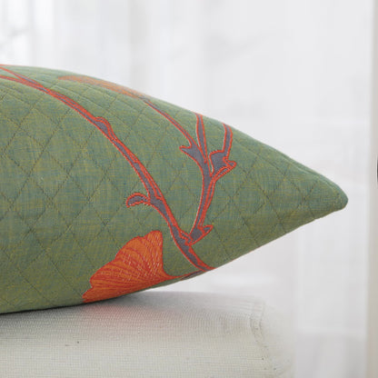 Federe in garza di cotone jacquard con foglie di ginkgo (2 pezzi)