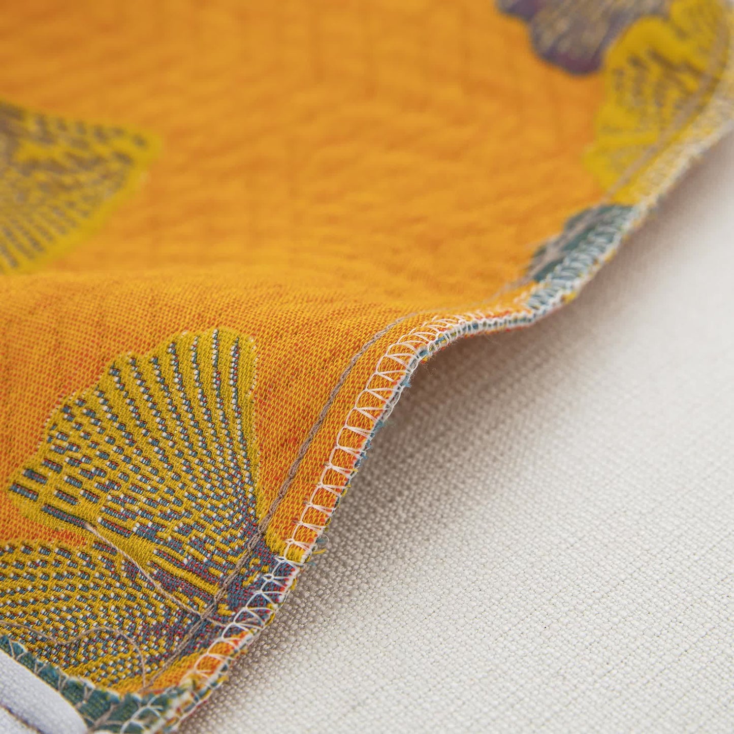 Federe in garza di cotone jacquard con foglie di ginkgo (2 pezzi)