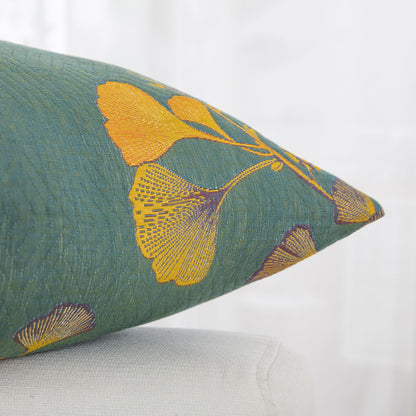 Federe in garza di cotone jacquard con foglie di ginkgo (2 pezzi)