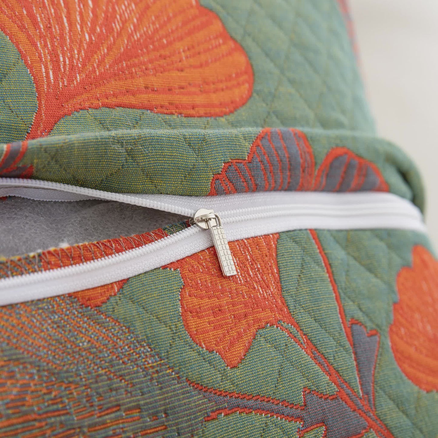 Federe in garza di cotone jacquard con foglie di ginkgo (2 pezzi)