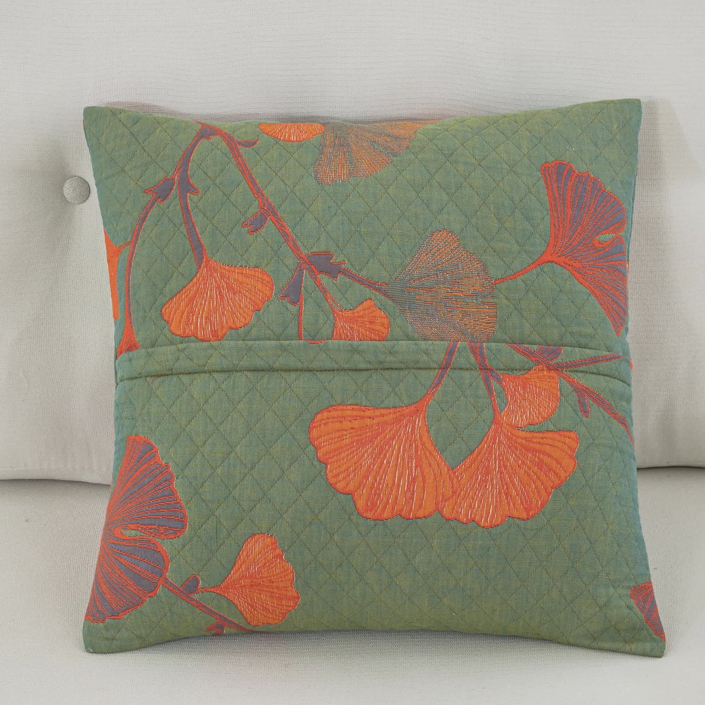 Federe in garza di cotone jacquard con foglie di ginkgo (2 pezzi)