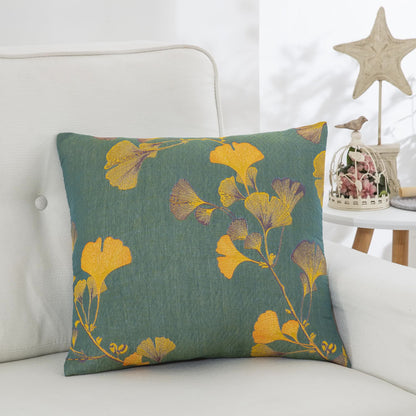 Federe in garza di cotone jacquard con foglie di ginkgo (2 pezzi)