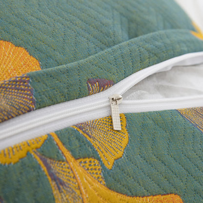 Federe in garza di cotone jacquard con foglie di ginkgo (2 pezzi)