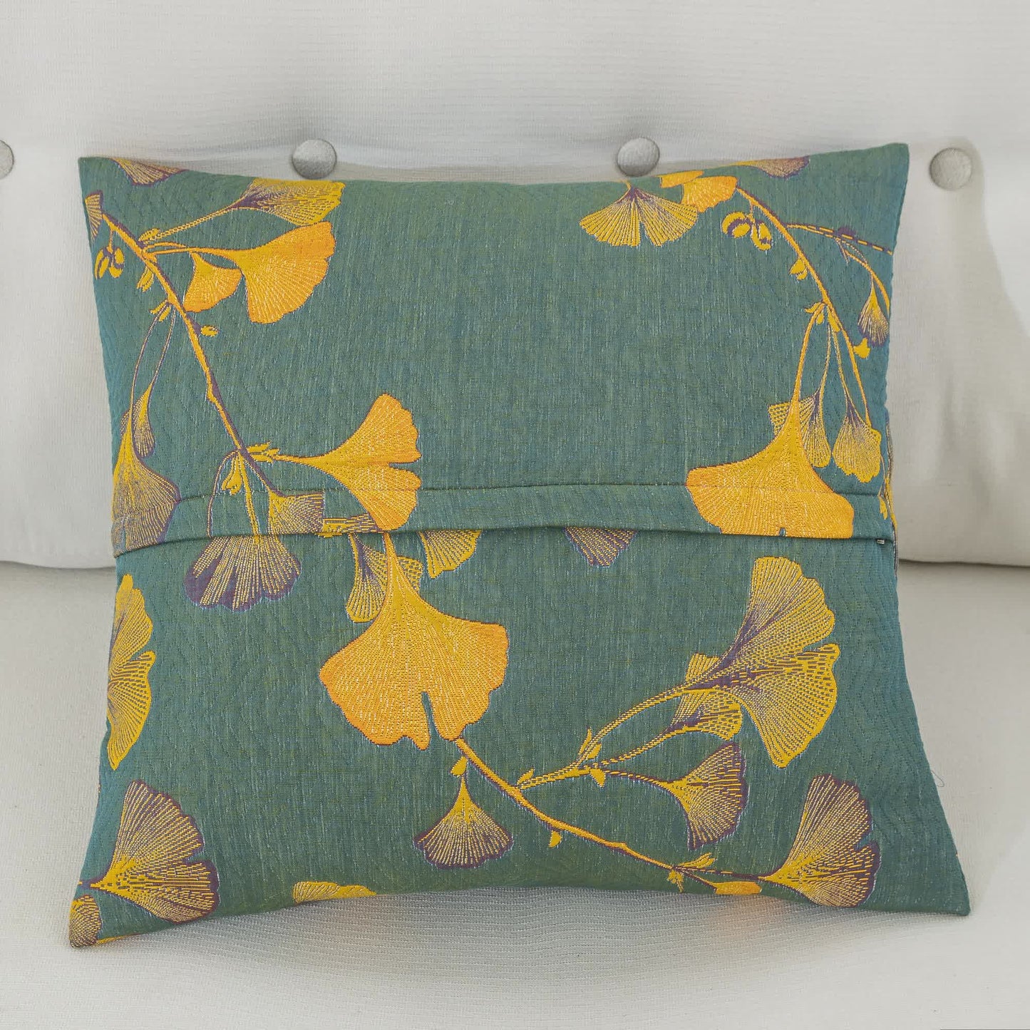 Federe in garza di cotone jacquard con foglie di ginkgo (2 pezzi)