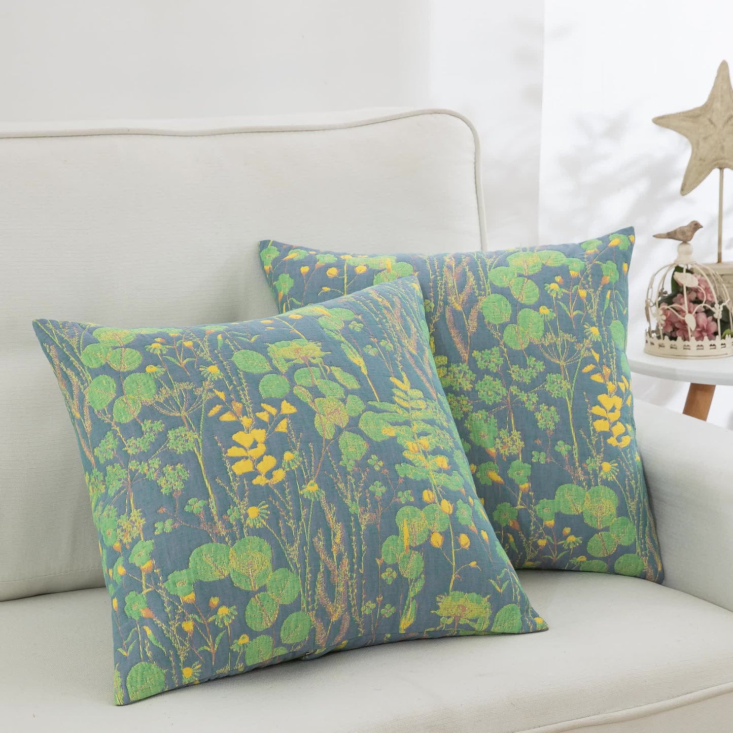 Federe in garza di cotone jacquard Lotus Pond (2 pezzi)