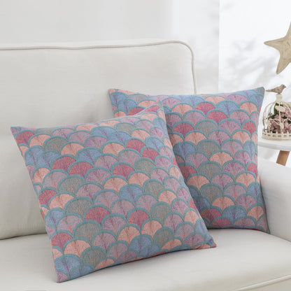 Federe in garza di cotone con motivo a squame di pesce in jacquard (2 pezzi)