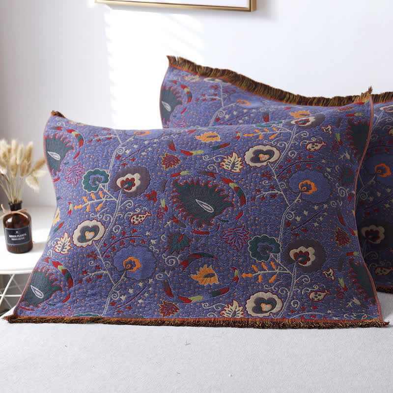 Asciugamano in garza di cotone con motivo floreale vintage (2 pezzi)