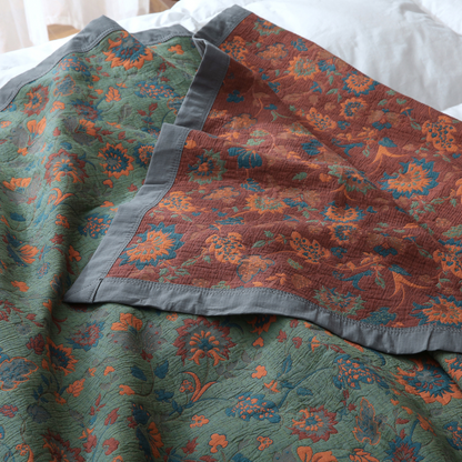 Trapunta reversibile in puro cotone con motivo floreale retrò - image 6
