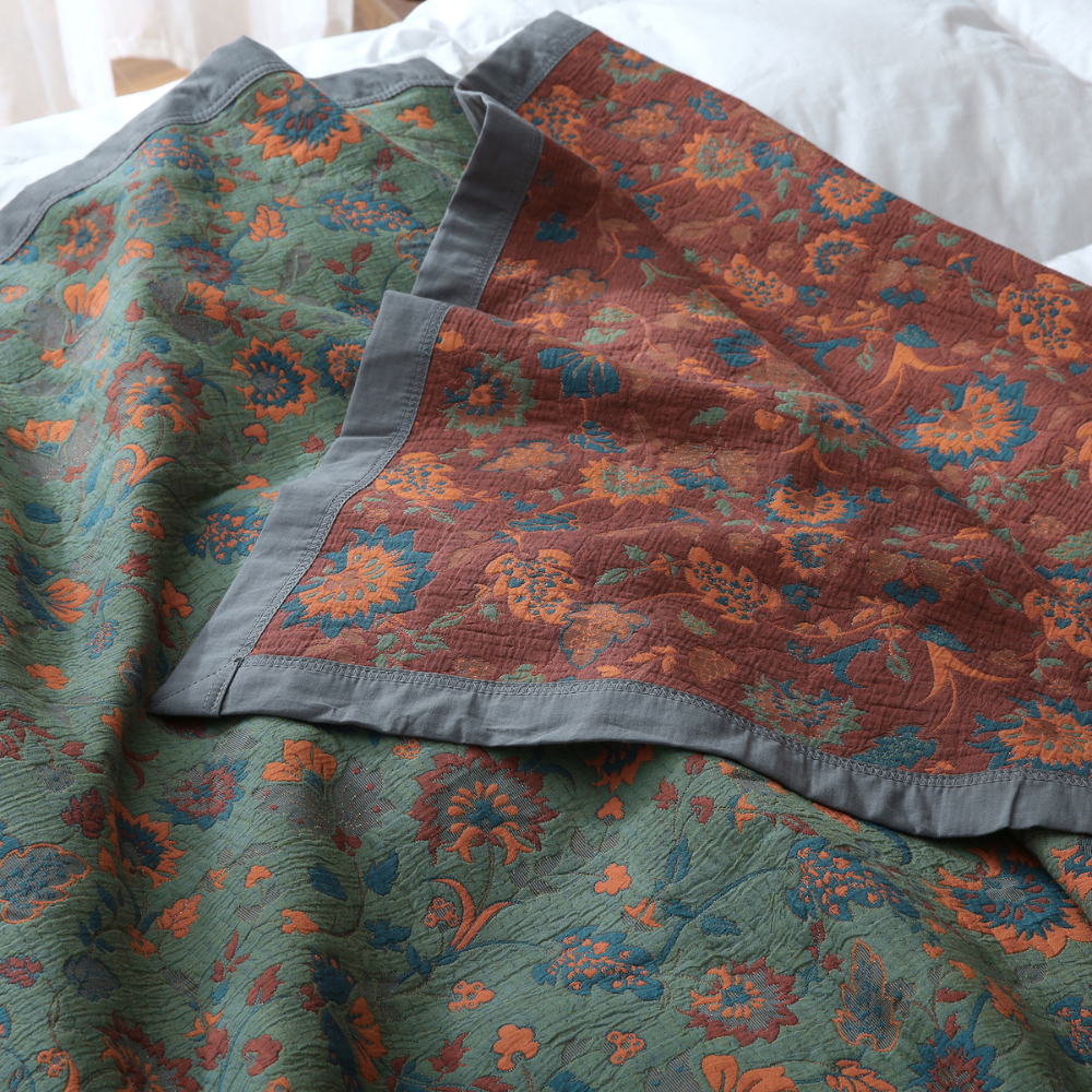 Trapunta reversibile in puro cotone con motivo floreale retrò - image 6