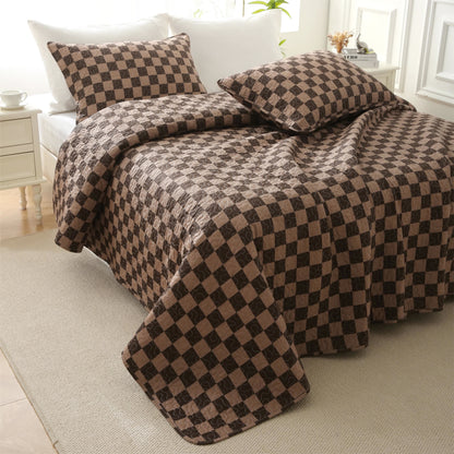 Biancheria da letto trapuntata in puro cotone a scacchiera