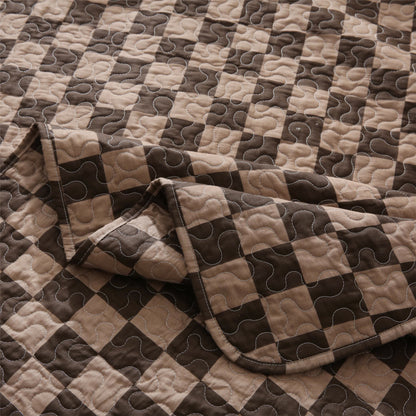 Biancheria da letto trapuntata in puro cotone a scacchiera
