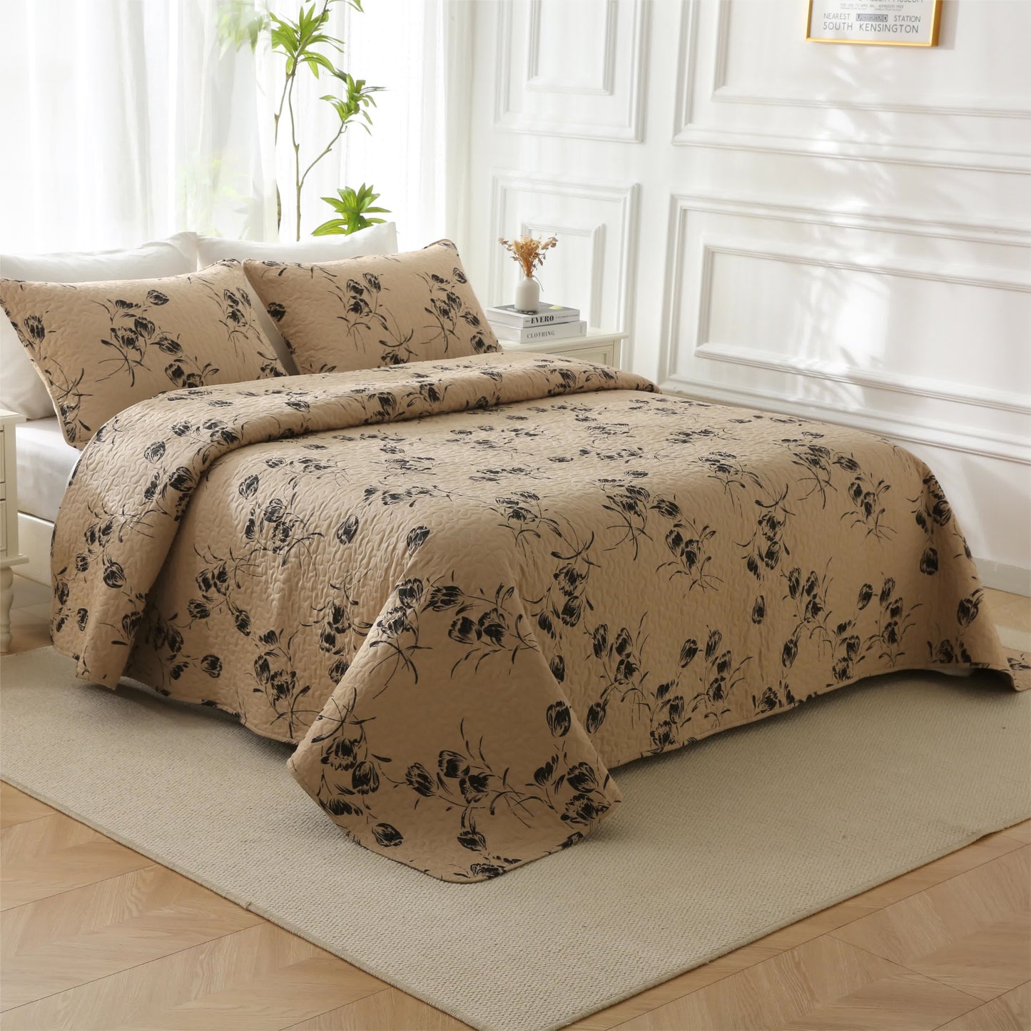 Biancheria da letto trapuntata in cotone vintage floreale