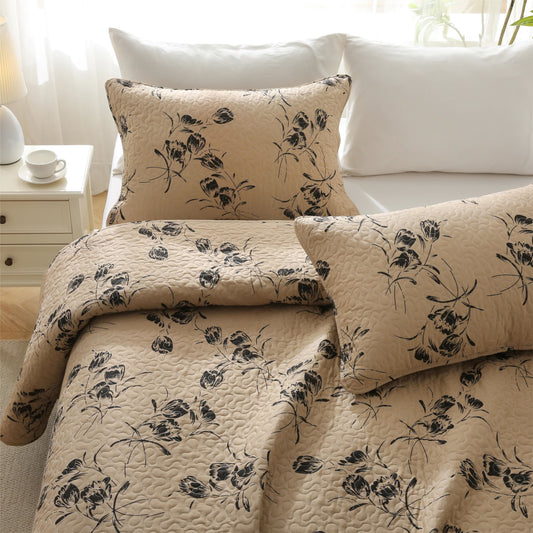 Biancheria da letto trapuntata in cotone vintage floreale
