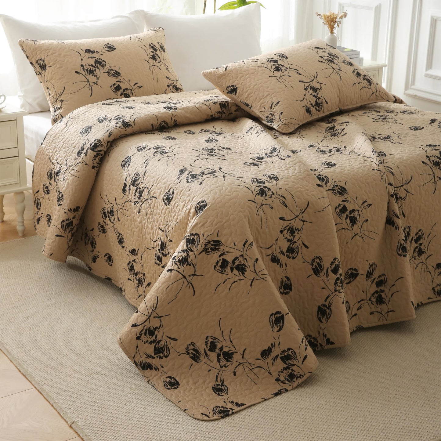 Biancheria da letto trapuntata in cotone vintage floreale