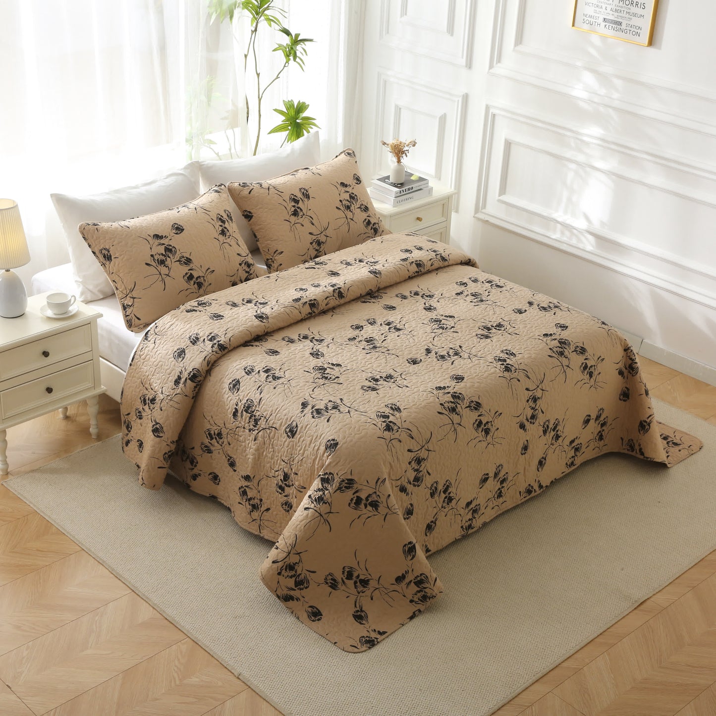 Biancheria da letto trapuntata in cotone vintage floreale