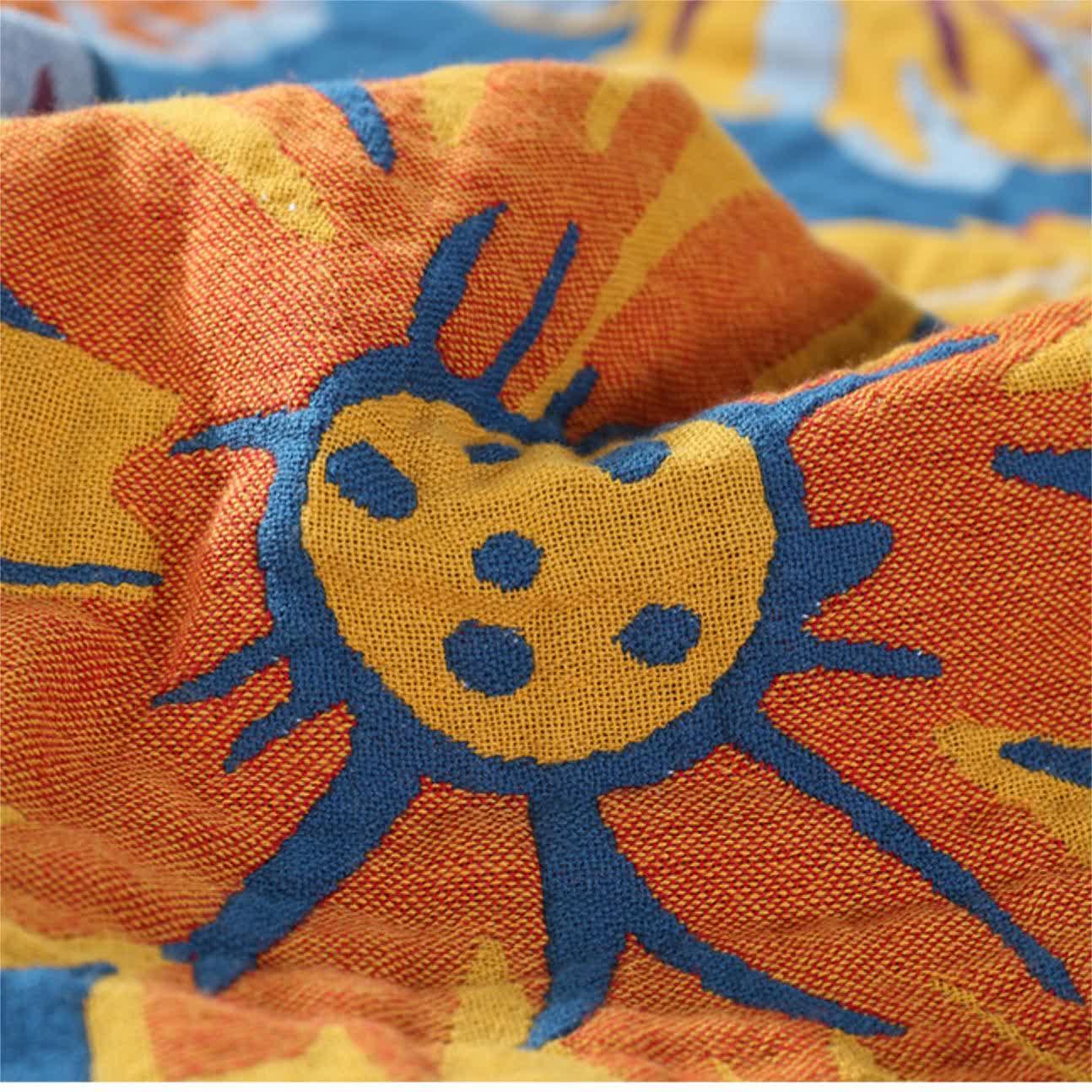 Trapunta traspirante in garza di cotone con motivo girasole rustico