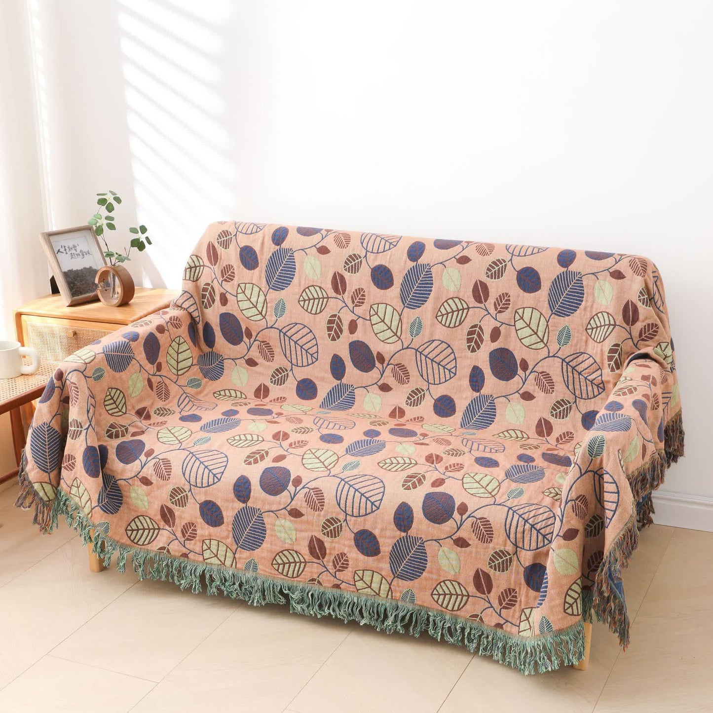 Trapunta reversibile con nappa a foglia in cotone rinfrescante