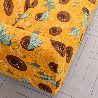 Copridivano elastico ed estensibile a forma di girasole rurale