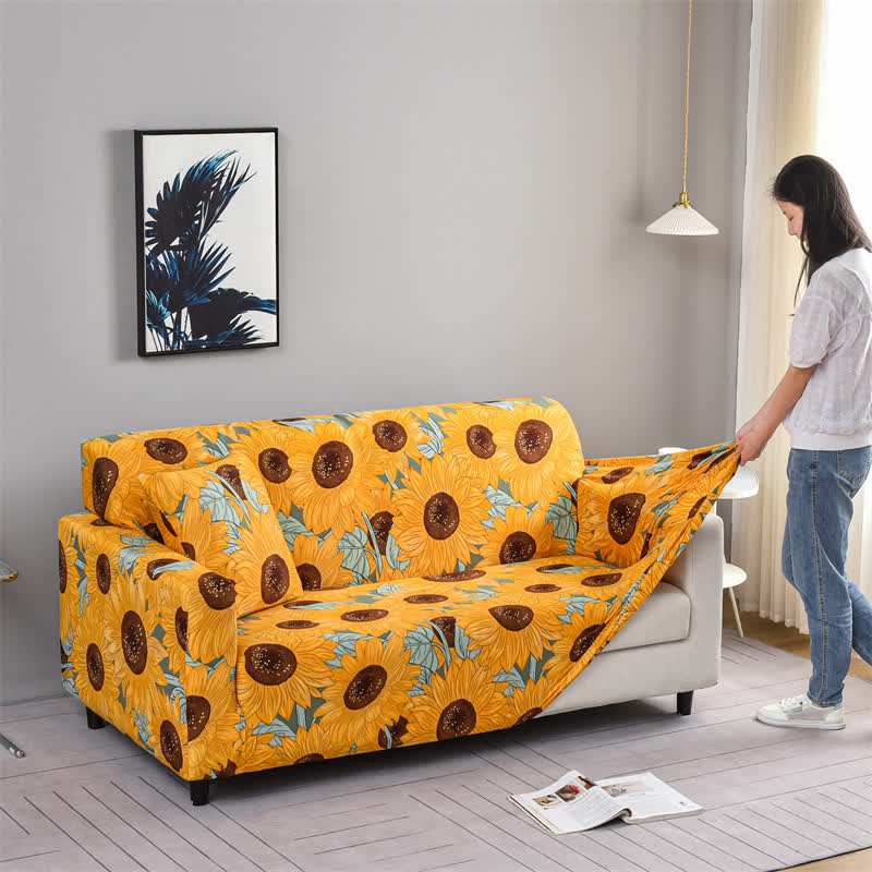 Copridivano elastico ed estensibile a forma di girasole rurale