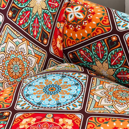Copridivano elastico con fiori mandala retrò