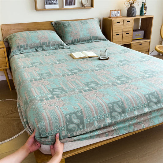 Lenzuolo con angoli in garza di cotone Paisley Vintage