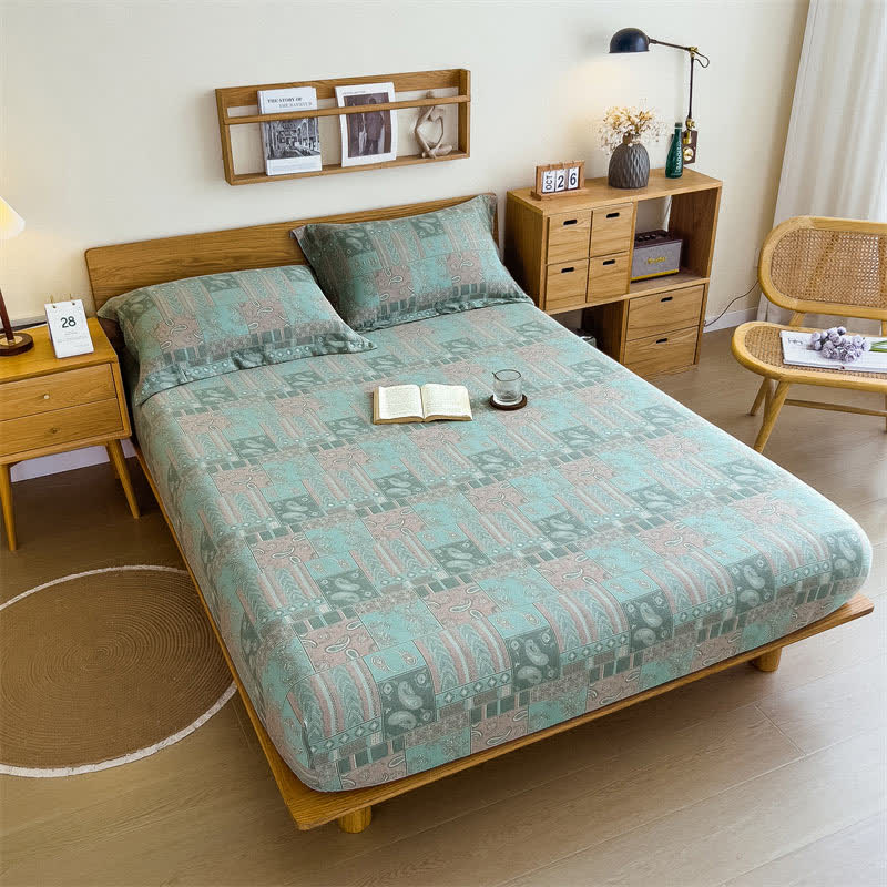 Lenzuolo con angoli in garza di cotone Paisley Vintage